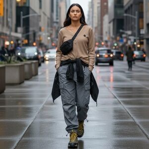 Canadiana Gorpcore Waffle Knit Henley Top XL - Earth Tones